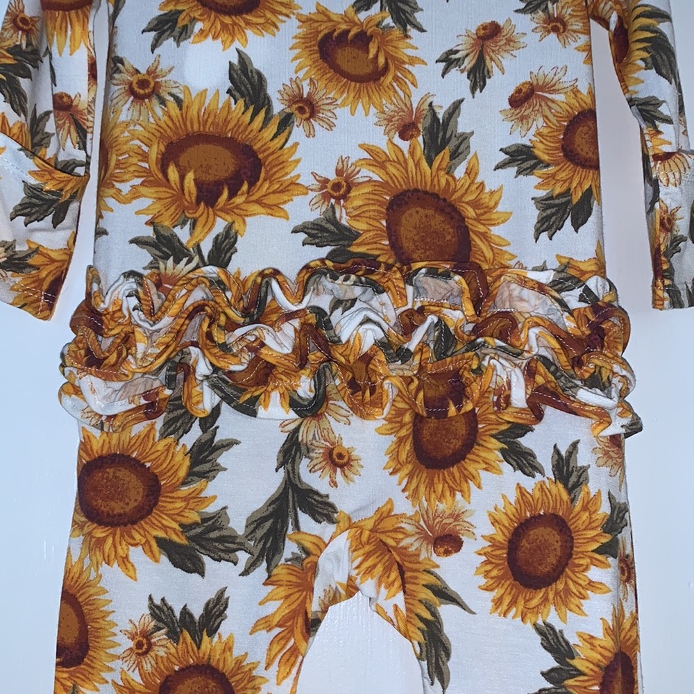NWT Angel Dear Sunflowers Yellow Brown Footie One Piece 6-9M Bamboo - Picture 9 of 9
